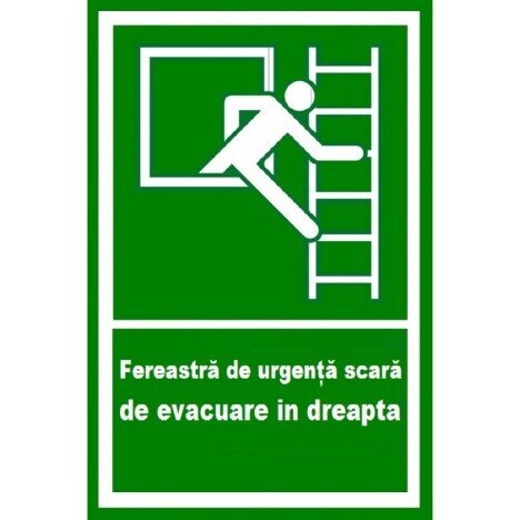 Placuta pentru fereastra de urgenta scara de evacuare in dreapta